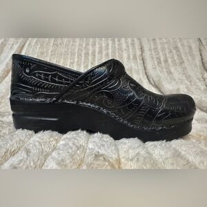 Dansko Black Embossed Mules